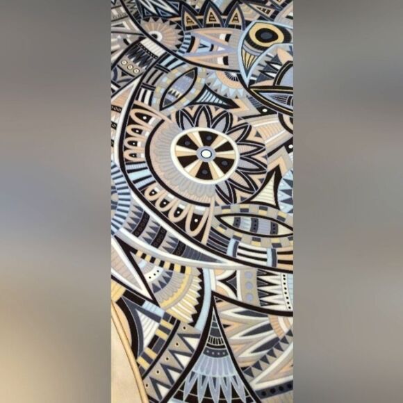 Vintage 💯 Silk Scarf Baoshidi Geometric Pattern - Picture 12 of 15